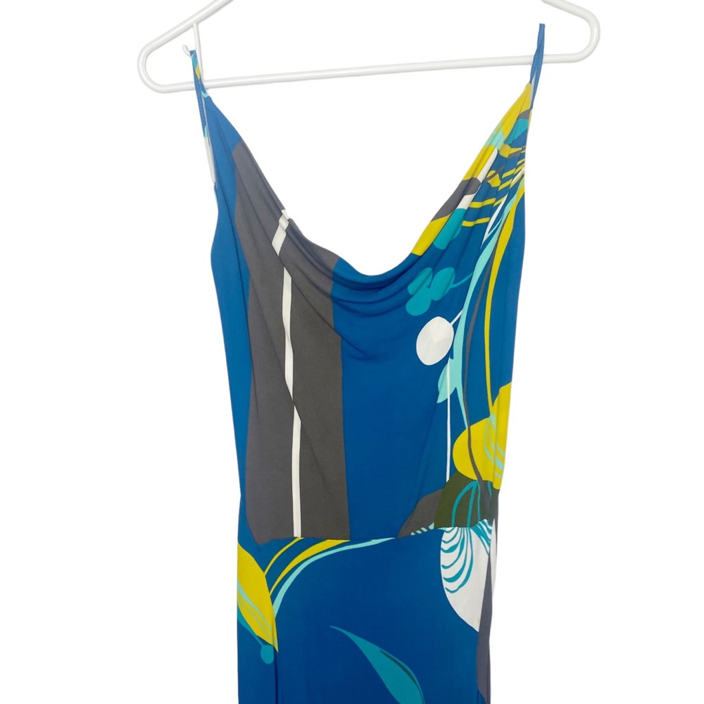 Y2K slip dress turquoise mustard size XS N - Picture 2 of 5